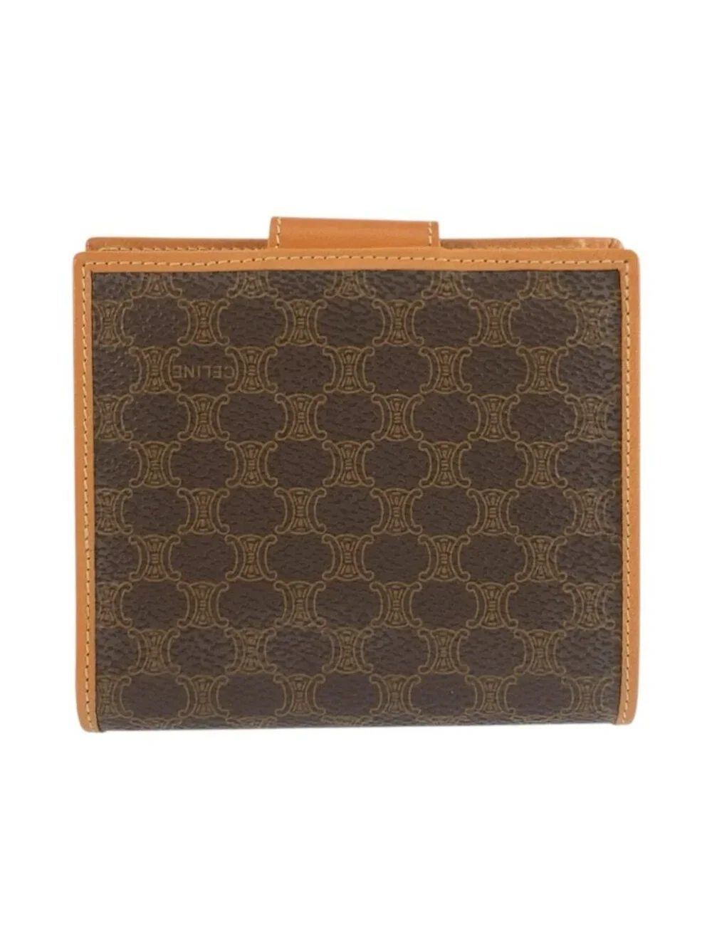 Celine Vintage Mcadam Brown Leather M 98 2 Folding Wallet